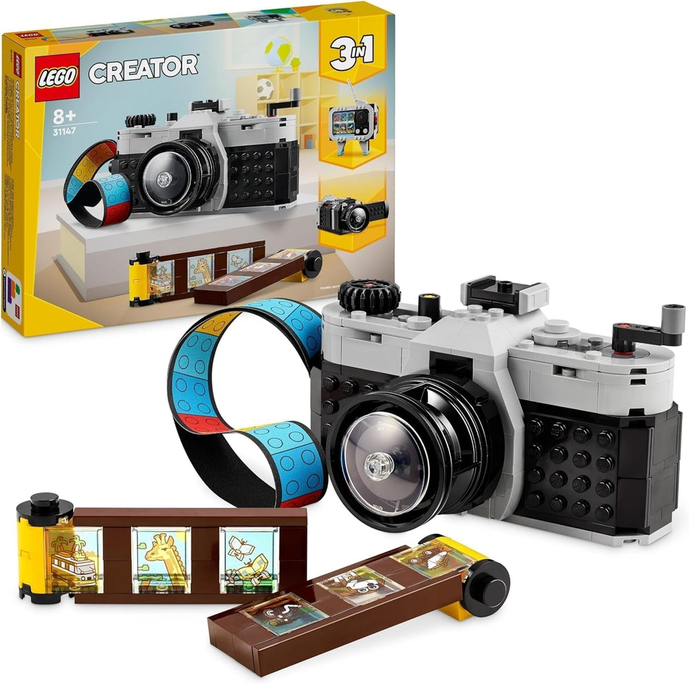 LEGO Creator 3-in-1-Retro-Kameraspielzeug, Videokamera, Fernseher, Schreibtischdekoration für Kinder oder Schlafzimmerzubehör, Fotogeschenke für Mädchen und Jungen ab 8 Jahren 31147 Bausets Besuchen Sie den LEGO-Store Single