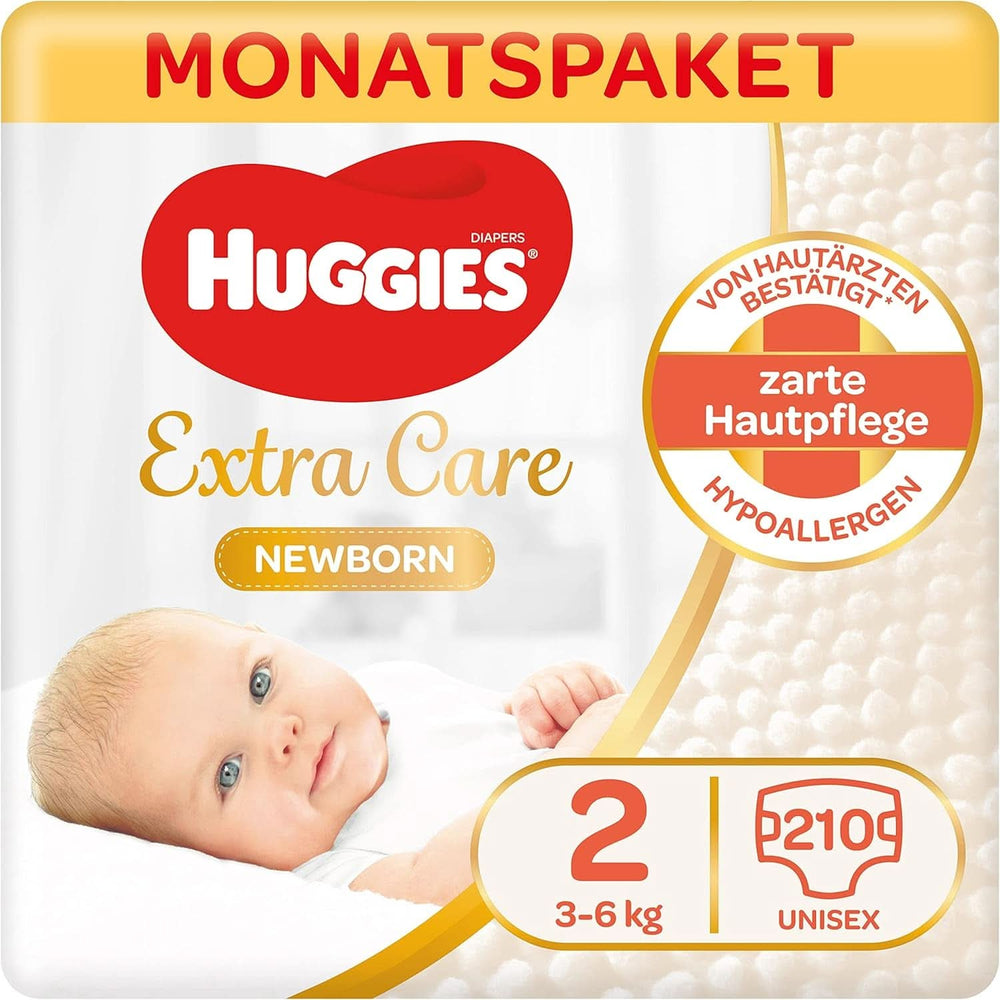 Huggies Newborn Baby Windeln Größe 2, von 3 bis 6 kg, Für Neugeborene, Mit Nässeindikator, 210 Windeln Mutter und Baby Naty Shop