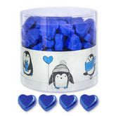 Günthart 150 blaue Schokoladenherzen mit Nougatfüllung | Pinguine mit Nougatcreme | Blaue Schokoladenpinguinherzen | Wettbewerb | Blaue Schokoladenherzen | Pinguin (1,2 kg)