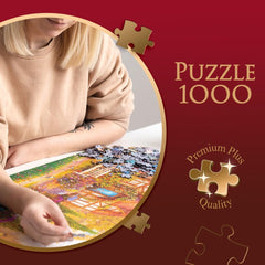 Trefl Premium plus Qualität – Puzzle Tea Time: Häuser Stoney Lane – 1000 Teile, Serie nostalgischer gemalter Bilder, Ideale Abstimmung der Teile, Für Erwachsene und Kinder ab 12 Jahren Puzzle Naty Shop