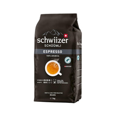 Schwiizer Schüümli Espresso, boabe de cafea 100% Arabica, tari și intense, ideale pentru espressoare automate, tărie 4/5, prăjire medie, Rainforest Alliance, 1kg
