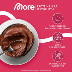 MORE Protein Brownie, 600G, Vegane Backmischung Für Brownies Mit Der Extra Portion Protein, Geprüfte Qualität - Made in Germany Mischung zum Backen und Kochen Naty Shop
