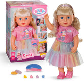 BABY born Carla - păpușă de 43 cm - păr blond de înaltă calitate cu șuvițe - nu necesită baterii - potrivită pentru copii de la 4 ani în sus - include 7 accesorii, roz