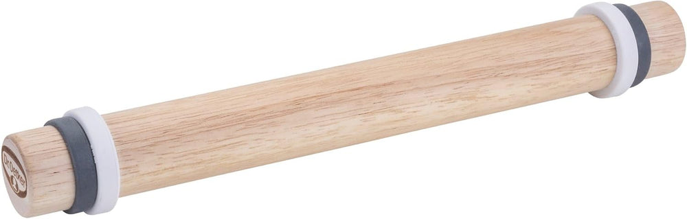 Dr. Oetker Rollholz inkl. Distansringen – Hochwertiges Teigroller-Set aus FSC-zertifiziertem Gummiholz mit abnehmbaren Silikonringen für köstliches Ausrollen