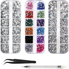 4600 Stück Strasssteine Für Nägel, Nagel Glitzersteine 3 Verschiedene Stil Flache Nail Gems Nägel Steine Klein Nagel Steinchen Mit Pinzette Und Strass Picker Dotting Pen Für Nägel/Kleidung/Handwerk