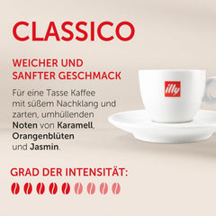 illy, Kompatible Aluminium-Kaffeekapseln CLASSICO, 100 % Arabica mit Noten von Orangenblüten und Jasmin, Sanfter Geschmack und Süßer Nachgeschmack, 10 Packungen mit 10 Kapseln (100 insgesamt)