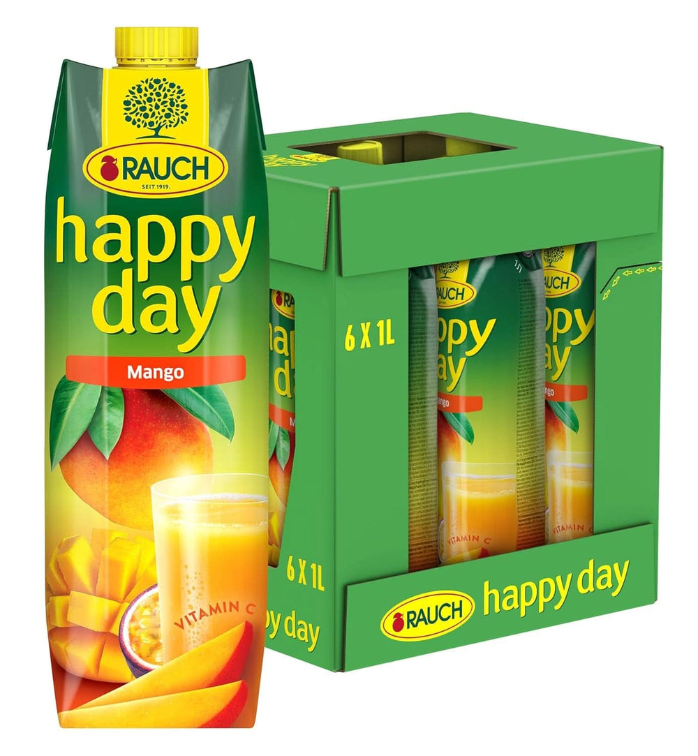 Rauch Happy Day Mango | Raffiniertes Getränk mit Passionsfrucht | Viel Vitamin C | 6 x 1 Liter, Tetra Prisma Naty Shop 6 x 1 Liter Mango