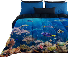 PETTI Artigiani Italiani Bettbezug für Doppelbett, 100 % Made in Italy, Aquarium-Steppdecken und Steppdecken Naty Shop Acquario 160 x 190 cm