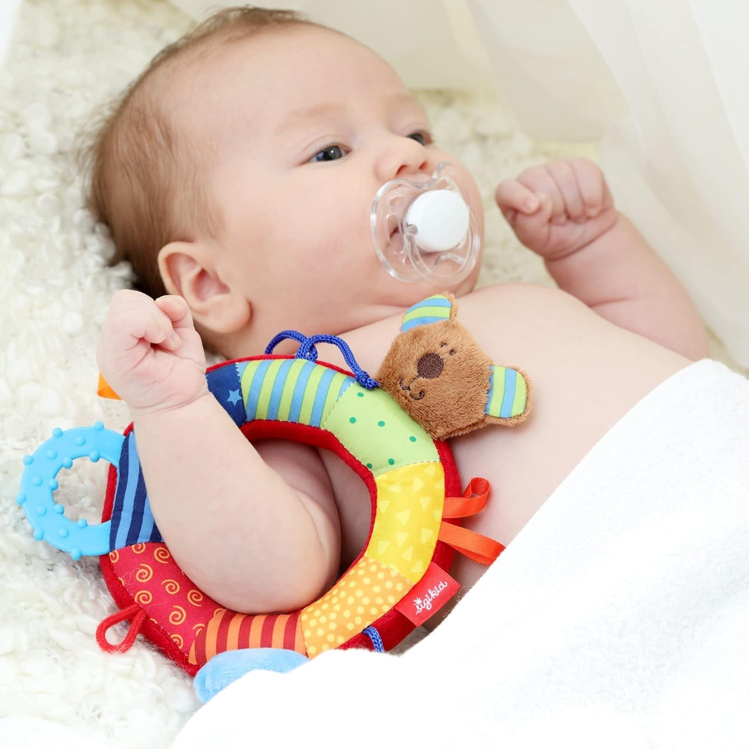 SIGIKID 40490 Inel activ Baby Activity PlayQ Fete și băieți jucărie pentru copii recomandată de la 3 luni multicolor Jucarii Bebe Naty Shop