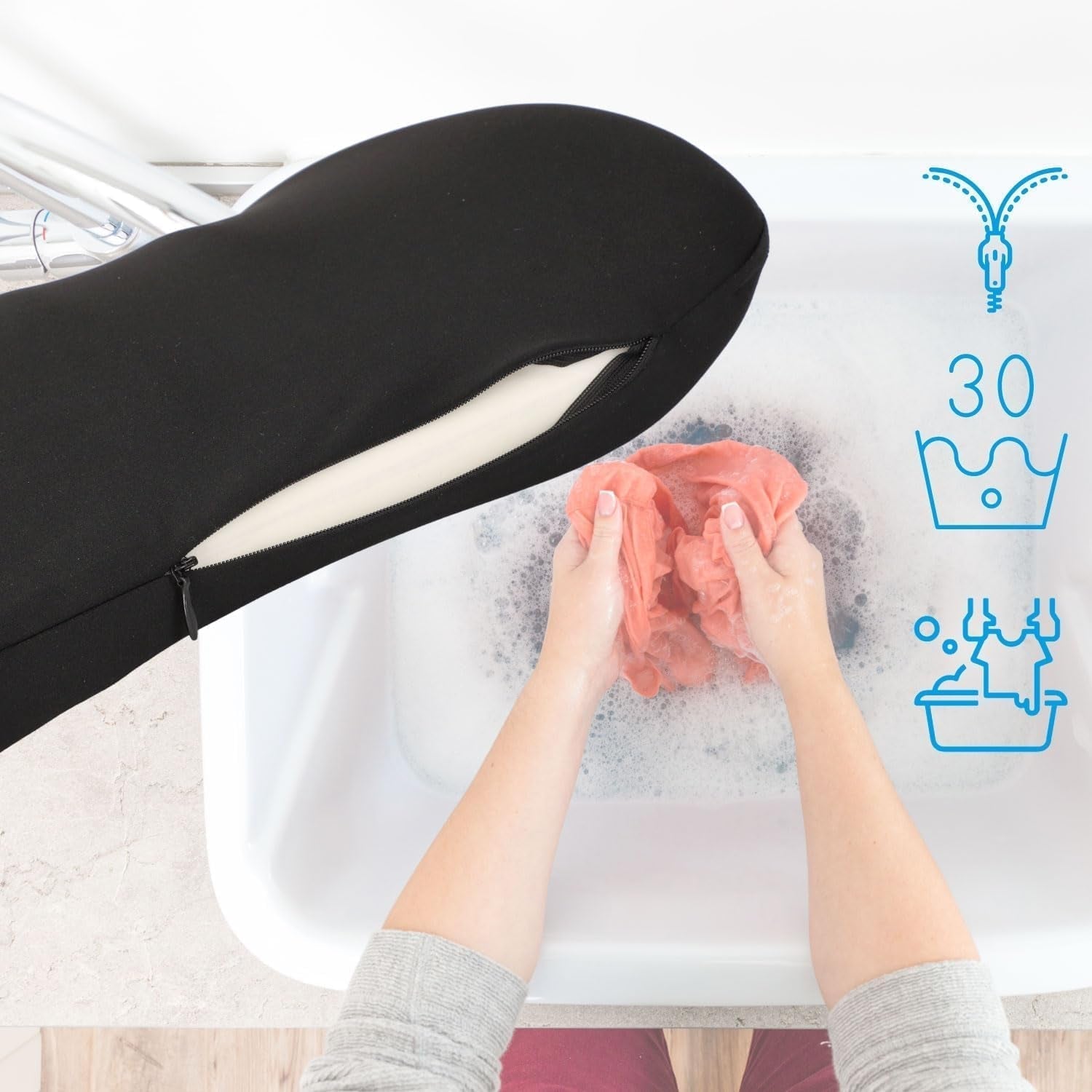 Cartrend pernă lombară din spumă cu memorie, pernă ergonomică pentru spate pentru mașină, birou și călătorii, respirabilă, capac detașabil, suport pentru o postură sănătoasă de ședere, 1 bucată, negru Perne lombare Naty Shop