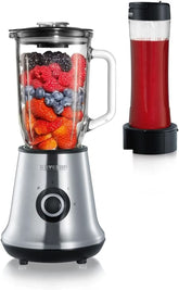 SEVERIN Multimixer, 2-In-1 Stand Mixer Und Smoothie Maker Mit 1 L Glas-Mixbehälter Und Trinkbecher, Küchenmixer Mit 2 Stufen Und Pulse-Funktion, 500 W, Edelstahl/Schwarz, SM 3737 Mama si Copilul Naty Shop Single Inkl. Mix Go Flasche