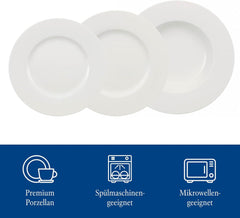 Villeroy & Boch – Set de masă Wonderful World, 12 piese, alb, potrivit pentru mașina de spălat vase și cuptorul cu microunde, farfurii, veselă, porțelan, farfurii de cină, set, set de veselă modern, porțelan premium