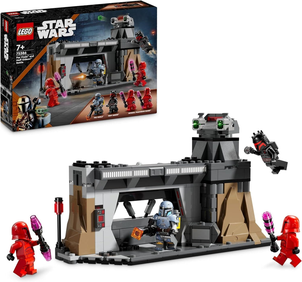 LEGO Star Wars: Das Mandalorianer-Duell zwischen Paz Vizsla und Moff Gideon, Bauspielzeug zum Sammeln für Kinder, Geschenkidee für kreative Jungen und Mädchen ab 7 Jahren, Mandalorianer-Spielzeug 75386 Bausets Beuche den LEGO-Store Standardtitel