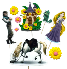 Rapunzel – Set mit 9 essbaren Zuckerpaste-Figuren (1–10 cm) für Torten kaufen