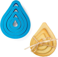 0255311 Set forme de biscuiți cu picătură, 4 piese 1,5-3,5-5,5-12 H2,2 cm, roz