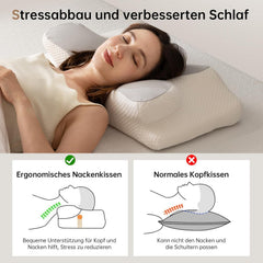 Homyrium Pernă ergonomică pentru gât Pernă ortopedică Pernă de sprijin pentru gât din spumă de memorie Pernă anti sforăit Pernă pentru dormit lateral, spate și stomac gri Perne ortopedice cervicale Naty Shop