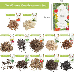OwnGrown Gemüsesamen-Set – 12 Pflanzensamen-Sorten für Hochbeet und Garten – Praktische Box mit Gemüsesamen für den Anbau Frischer Ernte zu Hause – Ideal für Gartenliebhaber