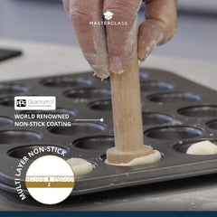 Masterclass Mini-Törtchenform, 24 Löcher, 1 mm dick, langlebiger Karbonstahl, 35 x 27 cm, Grau, Naty Shop