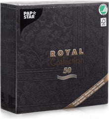 50 șervețele ROYAL Collection 1/4-fold 40 X 40 negru "Ornamente"