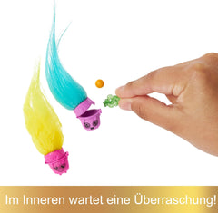 Mattel DREAMWORKS TROLLS United We Stand – Hairy Surprises Viva, păpușă cu păr de pluș galben strălucitor și 3 accesorii surpriză, pentru copii cu vârsta de 3 ani și peste, HNF11