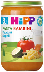 HiPP Bio Pasta Bambini Rigatoni Napoli (6 x 220g), Mahlzeit ab 8 Monaten, ohne Salzzusatz, mit Omega-3, in bester Bio-Qualität