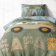 Set de lenjerie de pat pentru copii, animale, 100% bumbac cu fermoar Lenjerie de pat - copii Naty Shop