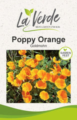 La Verde MEIN GARTEN UND ICH. Kalifornischer Mohn 'Poppy Orange' für ca. 250 Pflanzen, Kalifornischer Mohn, langblühende Samen, gentechnikfrei