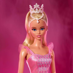 Păpușa Barbie Signature Ballet Wishes, păpușă la modă de colecție, în tutu de mătase roz, cu păr blond și ambalaj cadou, JBJ10