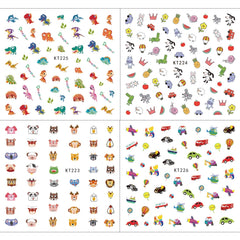 Autocolante de unghii pentru copii și fete, peste 600 de modele, animale, fructe, dinozauri, mașini, flori, autoadezive 3D, autocolante pentru unghii pentru copii, petrecere de ziua de naștere, cadou de salon de unghii cu ceai și spa