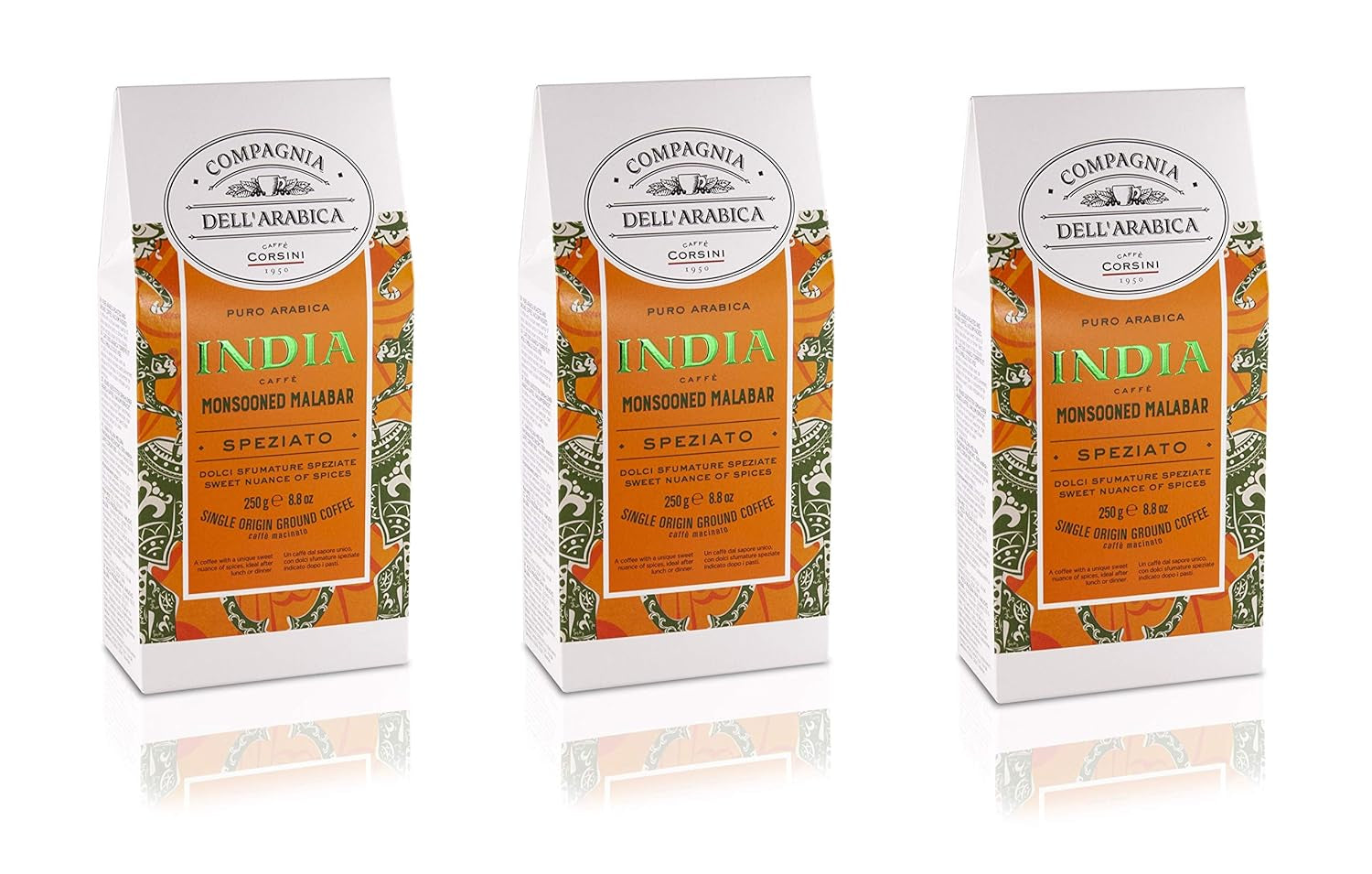 Caffè Corsini - Cafea boabe 3 X 250 grame, Compagnia Dell'Arabica, diverse arome, origine unică, total 750G Cafea Naty Shop India 2 Cafea măcinată