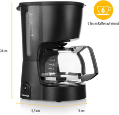 Cafetieră Tristar, capacitate 6 cești, 600W, funcție de menținere a căldurii, oprire automată, filtru permanent, sistem anti-picurare, compactă și portabilă, ușor de curățat, CM-1246