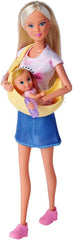 Simba 105733538 - Steffi Love Babybag, Knöchelpuppe mit Baby, Tragetasche und Trinkflasche, Puppe 29cm, ab 3 Jahren