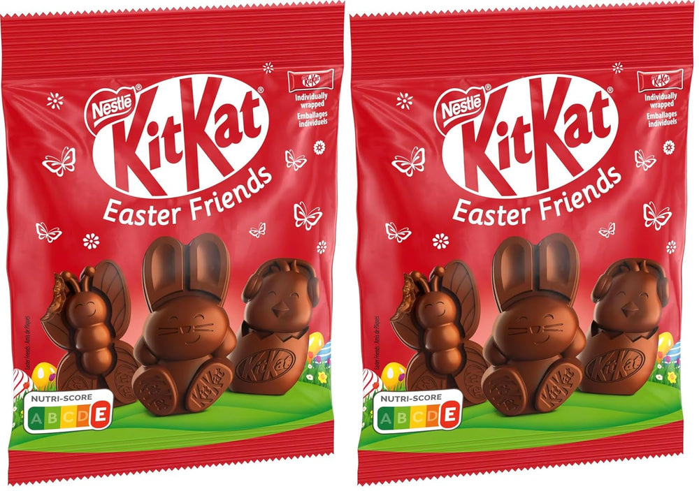 NESTLÉ Prietenii de Paște, mini figurine de Paște din ciocolată cu lapte cu bucățele crocante, pachet de 2 (1 x 65g)