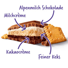 Milka Mmax Schokolade und Kekse – Alpenmilchschokolade mit Milchcremefüllung und knusprigen Keksstückchen – 300g
