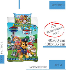 Bettbezug 100X135 40X60 Baumwolle · Kompatibel mit Paw Patrol Baby Kinderbettwäsche Für Mädchen Und Jungen · 2 Teilig · 1 Kissenbezug 40X60 + 1 Bettbezug 100X135 Cm Naty Shop
