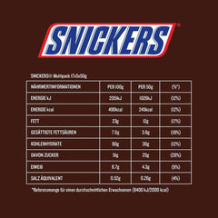 Baton de ciocolată Snickers, arahide, caramel, un pachet de 5 batoane | Gustare fotbal | (1 x 5 x 50 g)