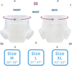 CutiePlusU Erwachsenenwindeln, 10er-Pack Einweg-Inkontinenzhöschen mit Schlaufen für Damen und Herren, maximale Saugfähigkeit über Nacht – Weiß (mittlere Größe 71–96 cm)