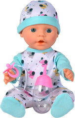 Păpușă nou-născută, elefantuleț, din vinil, cu funcție de băut și udare, biberon și suzetă, 30 cm, de la 2 ani
