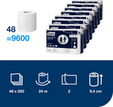 Hârtie igienică Tork Small Roll White T4, Advanced, 2 straturi, 48 × 200 foi, 472161