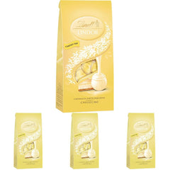 Bile de cheesecake Lindt LINDOR cu ciocolată | Pungă de 137 g | Ciocolată cu lapte cu umplutură de cheesecake care se topește în gură | Cadou de ciocolată | Cadou de ciocolată | LINDOR 75 de ani (Pachet de 4)