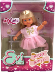 Simba Evi Love Ballet School, Puppe im süßen Ballerina Outfit mit Ballettstange, Körper vollbeweglich, 12cm Spielpuppe, ab 3 Jahren