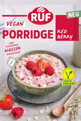 RUF Vegan Porridge Red Berry Oats, Porridge mit Erdbeeren und Himbeeren, 60 Gramm Cerealien Naty Shop