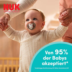 Suzete NUK Perfect Match Air pentru bebeluși | 6-18 luni | Suzete ortodontice care promovează circulația aerului și previn erupțiile cutanate cauzate de salivație | Acceptare 95% de către bebeluși** | Disney Winnie the Pooh | Pachet de 2