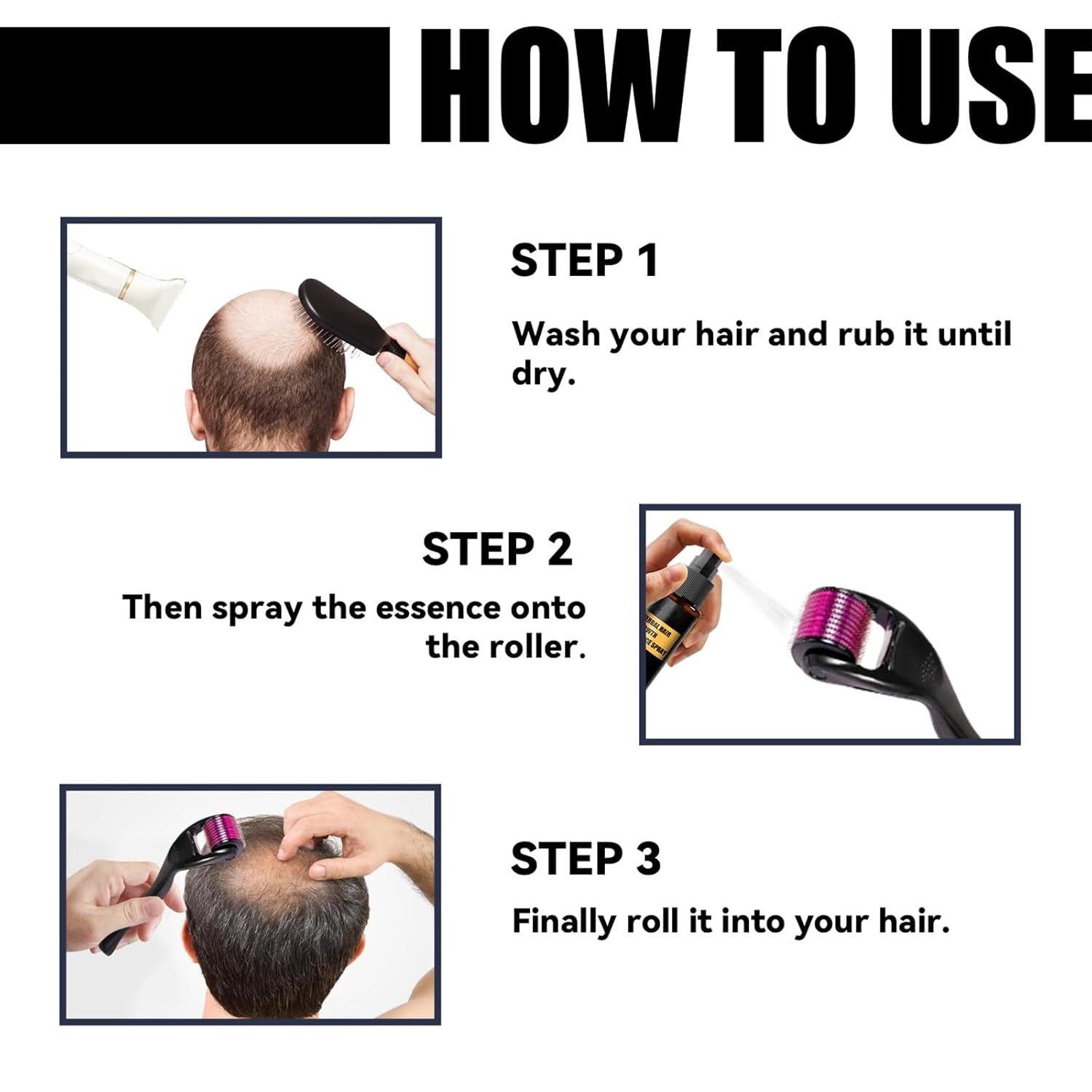 Kit de tratament avansat pentru creșterea părului 30ml 2PCS, spray pentru creșterea părului, set de role și esențe pentru creșterea părului, ser pentru creșterea părului, împotriva căderii părului, ser pentru creșterea avansată a părului Ingrijirea parului Naty Shop