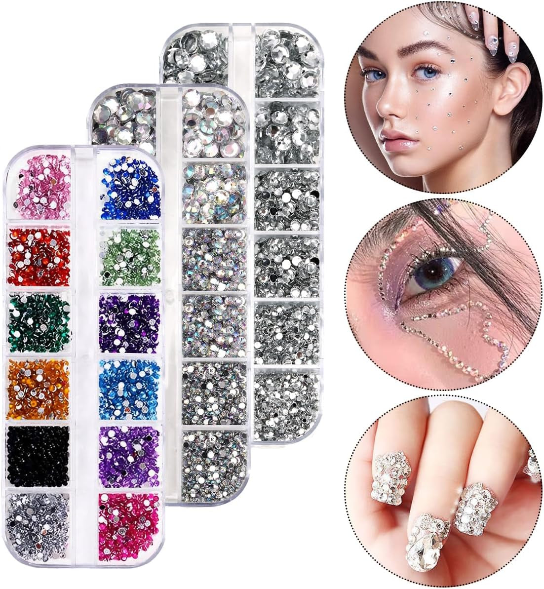 4600 Stück Strasssteine Für Nägel, Nagel Glitzersteine 3 Verschiedene Stil Flache Nail Gems Nägel Steine Klein Nagel Steinchen Mit Pinzette Und Strass Picker Dotting Pen Für Nägel/Kleidung/Handwerk
