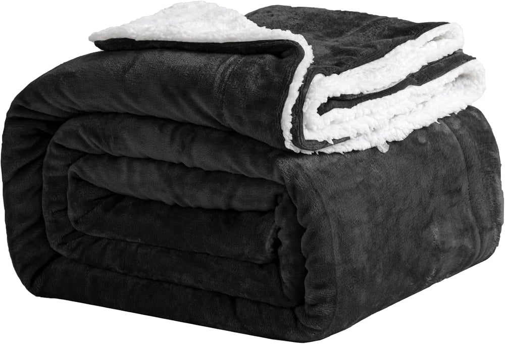 Gemütliche Decke, 150 x 200 cm, schwarz, Fleecedecke, Living Sherpa-Decke, Sofaüberwurf, Sofa, warmer Winter, weiche Decke (schwarz, 150 x 200 cm), Good Nite Beds and Blankets, schwarz, 150 x 200 cm