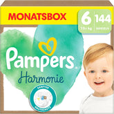 Pampers Harmony Windeln, Größe 6, 144 Windeln, 13 kg+, sanfter Hautschutz mit 100 % Pampers-Schutz