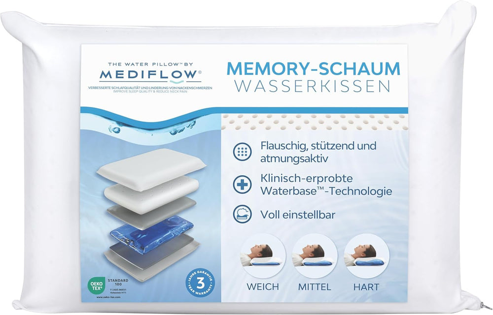 Pernă cu apă Mediflow The Original 5008 50X70Cm cu spumă visco, albă, unică, 1 bucată (1 pachet) Perne standard Naty Shop Titlu implicit