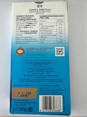 Ciocolată cu lapte Lindt fără zahăr adăugat | Baton 100g | Cea mai fină și fără gluten | Cadou de ciocolată