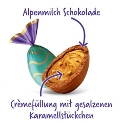 Milka feine Eier – gefüllt mit Karamellcreme und Nougat und gesalzenen Karamellstückchen – 90g